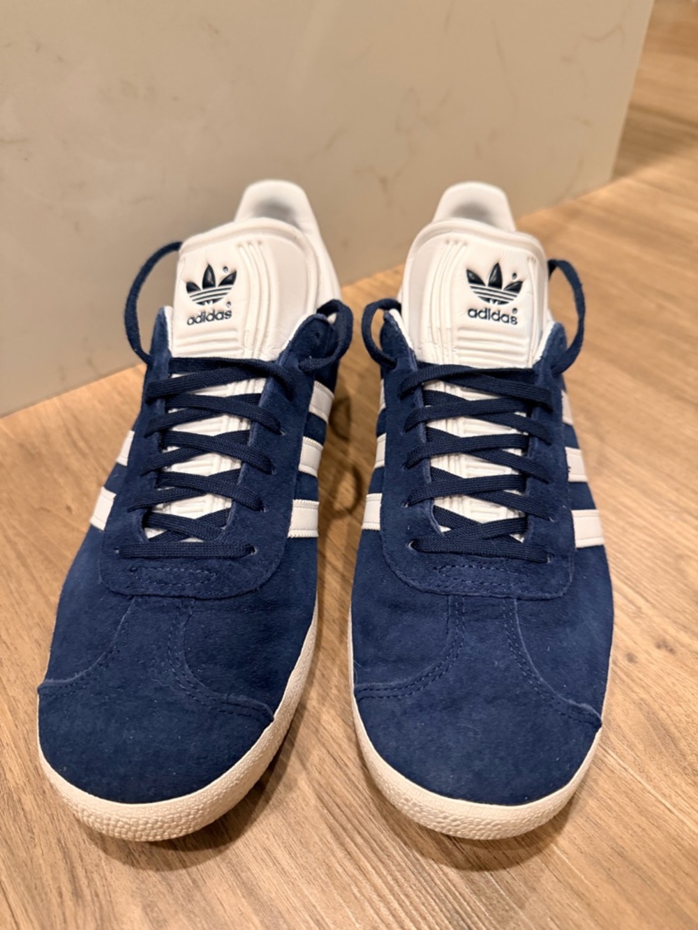 adidas gazelle Navy Suede Sneakers with White Stripes